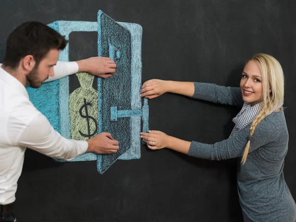 Mortgage and credit concept. Adult couple planning their future — Stock Photo, Image