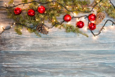 Rustik ahşap arka plan christmas dekorasyon