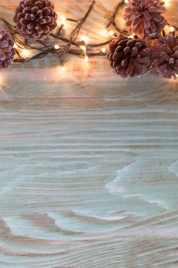 Tatil dekorasyon ile Xmas veya yeni yıl kompozisyon-ahşap üzerinde 