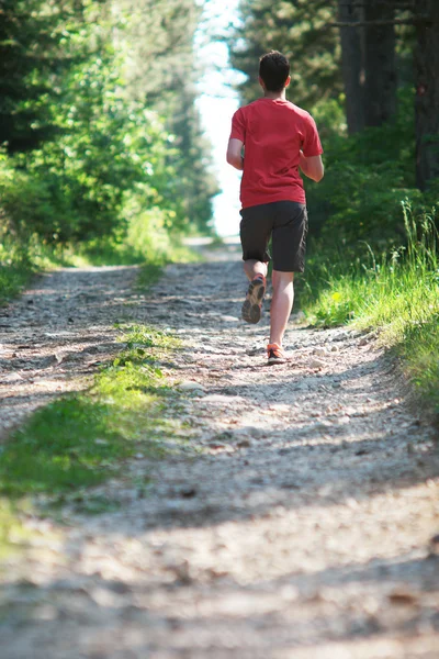 Running fitness sport man. Male runner sprinting on road - fit m — Stock Photo, Image