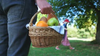 Vejetaryen çift açık Parkta piknik kavramı