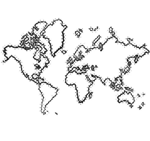 Mapa Del Mundo Vector Ilustración Detallada Con Puntos — Vector de stock