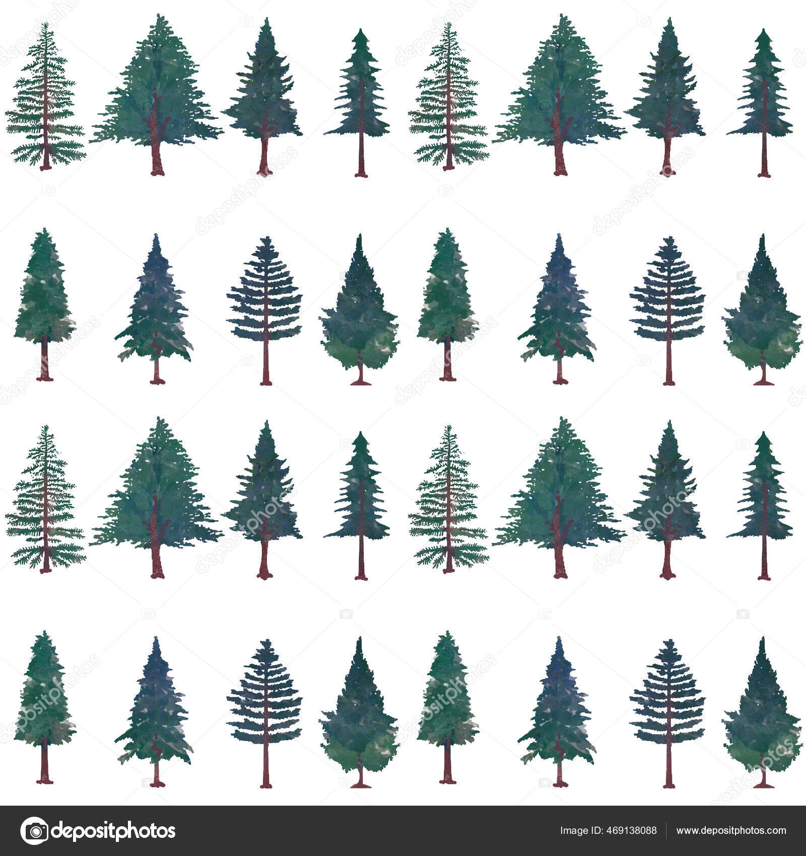 Drawing Beautiful Watecolor Trees Pattern — Stock Photo © MariaVillodas ...