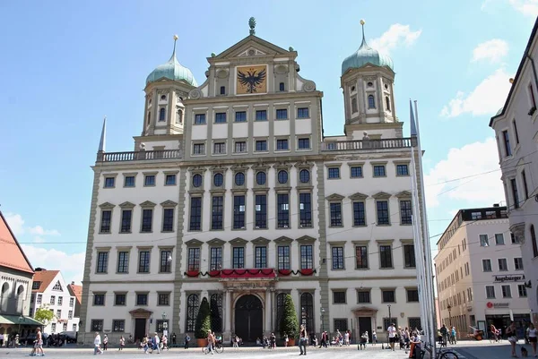Augsburg Németország Városháza Augsburger Rathaus Tetején Reichsadler Vagy Császári Sas — Stock Fotó