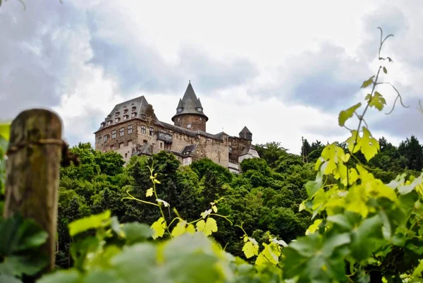 Замок Шталлек Burg Stahleck Означає Замок Скелі Який Видно Через — стокове фото