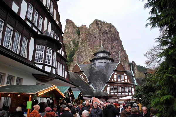 Bad Munster Duitsland Kerstmarkt Bad Mnster Stein Ebernburg Een Kuuroord — Stockfoto