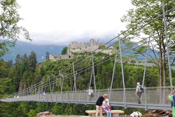 Reutte Germania Highline179 Hngebrcke Ehrenberg Ponte Sospeso Pedonale Situato Sopra — Foto Stock