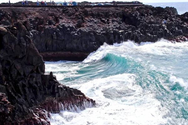 Los Hervideros Lanzarote Isole Canarie Spagna Onde Infrangono Sulle Scogliere — Foto Stock