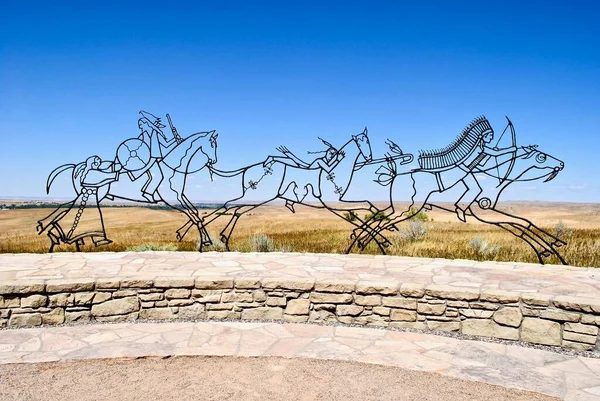 Little Bighorn Montana Usa Iron Sculpture Native Americans Little Bighorn — Stock Photo, Image