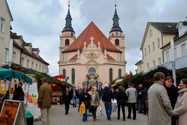 Ludwigsburg Duitsland Ludwigsburg Barokke Kerstmarkt Barock Weihnachtsmarkt Kraampjes Shoppers Omringen — Stockfoto