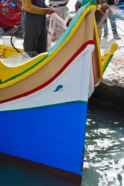 Maltese Boats Luzzu Dgajsa Float Harbor Marsaxlokk Malta Fishing Boats — Stock Photo, Image