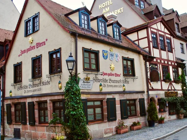 Nuremberg Duitsland Historische Bratwurst Keuken Zum Gulden Stern Gouden Ster — Stockfoto