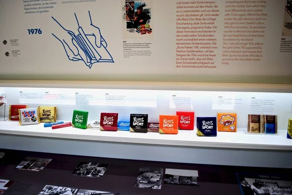 Waldenbuch Ritter Sport Schokoladenmuseum Schokoladenausstellung Und Besucherzentrum Hell Erleuchtetes Display — Stockfoto