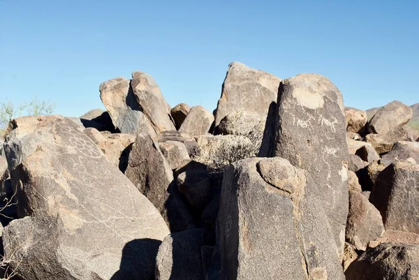 Πετρογλυφικά Στο Εθνικό Πάρκο Σαγκουάρο Rock Τέχνη Δημιουργήθηκε Από Την — Φωτογραφία Αρχείου