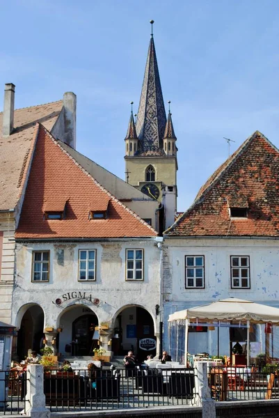 Sibiu Transylvania Romania Local Cafes Including Sigma Sibiu Old Town — Stock fotografie