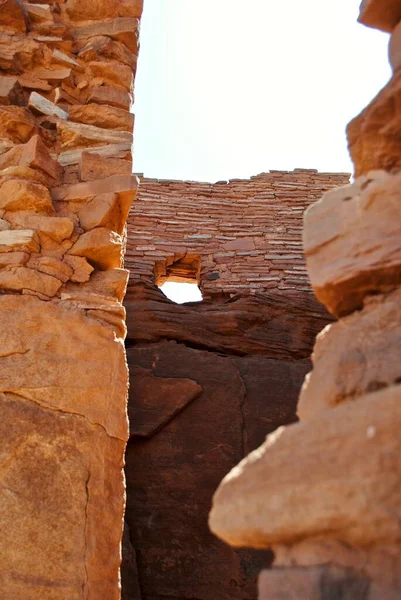 Wupatki Ulusal Anıtı Wupatki Uzun Pueblo Konutun Duvarları Yerel Moenkopi — Stok fotoğraf
