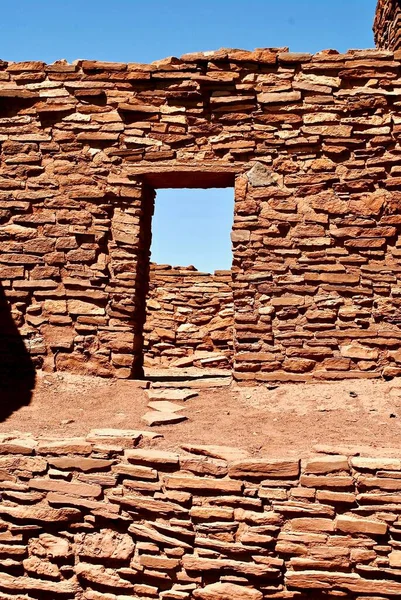 Wupatki National Monument Wupatki Tall House Pueblo 거주지의 사암의 블록으로 — 스톡 사진