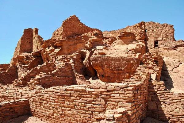 Wupatki National Monument Wupatki Tall House Pueblo 거주지의 사암의 블록으로 — 스톡 사진