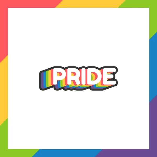 Pride Day Labels Sticker Text Flat Design White Background Rainbow — Stock Vector
