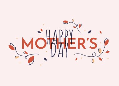 Çiçek ve tipografi mektubuyla Anneler Günü tebrik kartı tasarımınız kutlu olsun. Düz tasarım