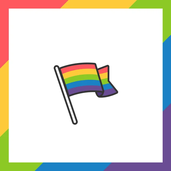 Etiqueta Orgullo Pegatina Con Bandera Arco Iris Diseño Plano Sobre — Vector de stock