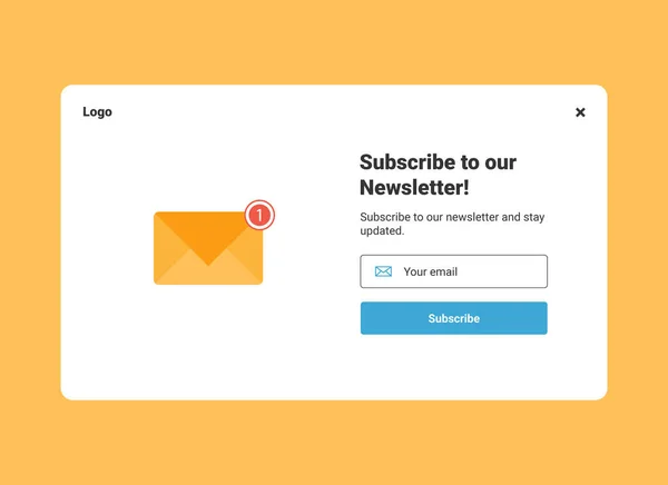 Ui设计了电子邮件营销的网页横幅模板 信封里有字母 可供订阅时事通讯 — 图库矢量图片