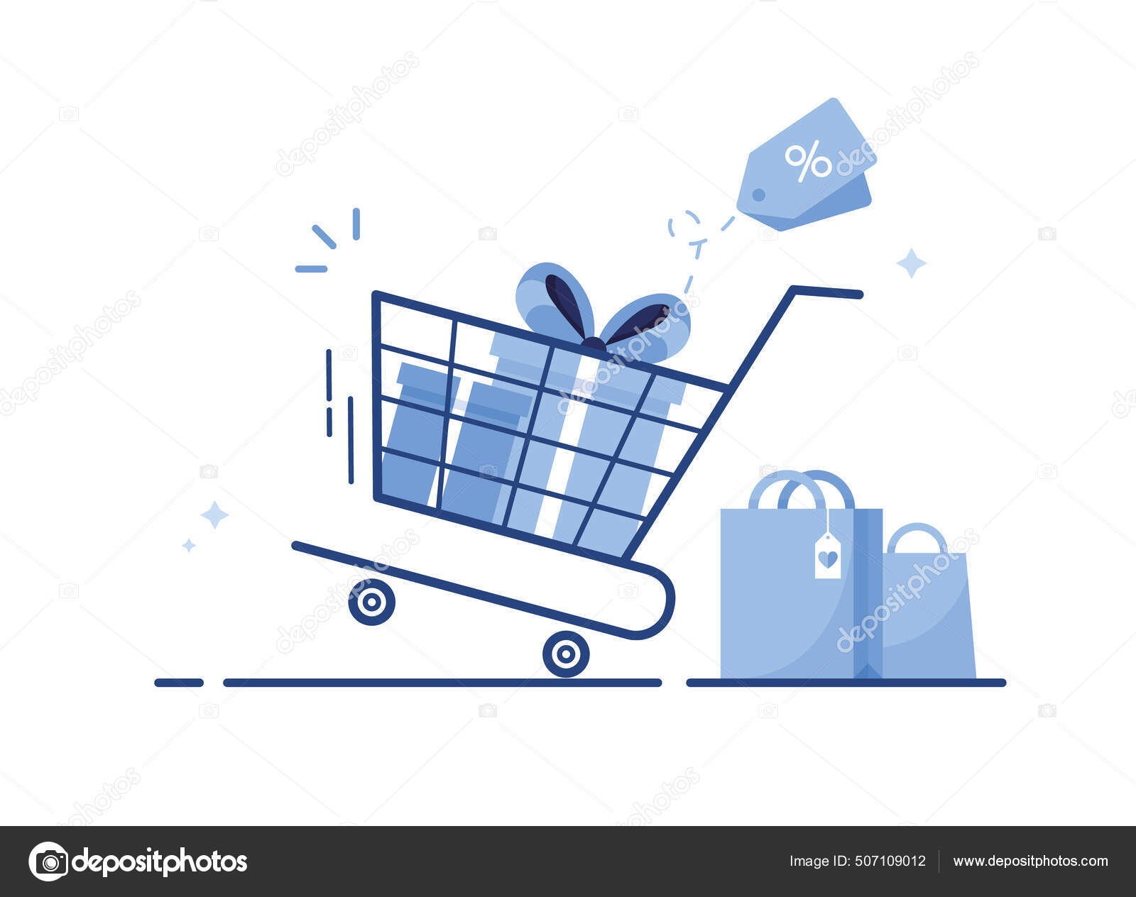 Shopping Cart Gift Boxes Shopping Bag Trolley Online Shop Stock Vector Image by ©Elizazdra #507109012