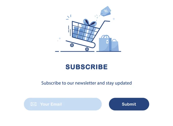 Banner Email Marketing Carrello Borsa Regali Regali Abbonamento Alla Newsletter — Vettoriale Stock