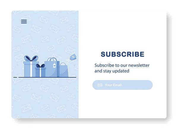 Подписка Информационный Бюллетень Новости Предложения Акции Сумка Подарок Web Template — стоковый вектор