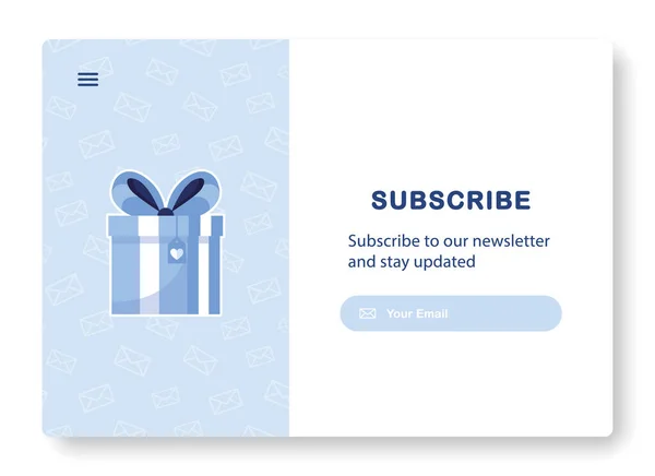 订阅通讯 带着弓箭的礼物Web Template或Mockup 请订阅 跟着我网站的弹出窗口 寄发邮件 蓝色的Eps — 图库矢量图片