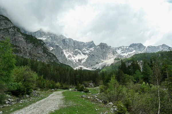 Een Onverharde Weg Door Het Alpendal Oostenrijk Regio Dachstein Hoge — Stockfoto
