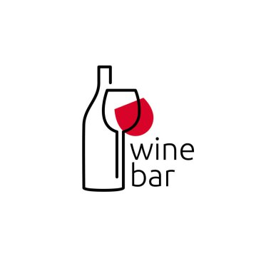 Şarap logosu. Bir içki dükkanı, restoran ya da bar logosu. Logo camı ve üzerinde 