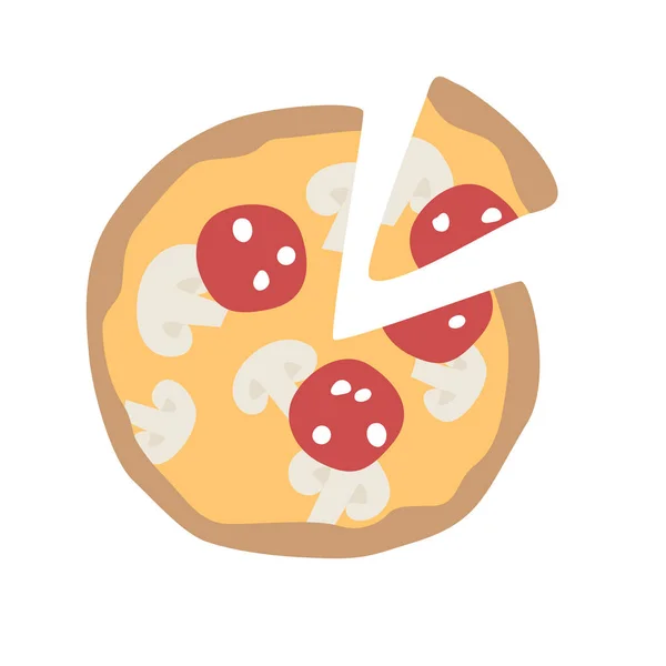 Pizza Pepperoni Pizza Con Queso Champiñones Salchichas — Vector de stock