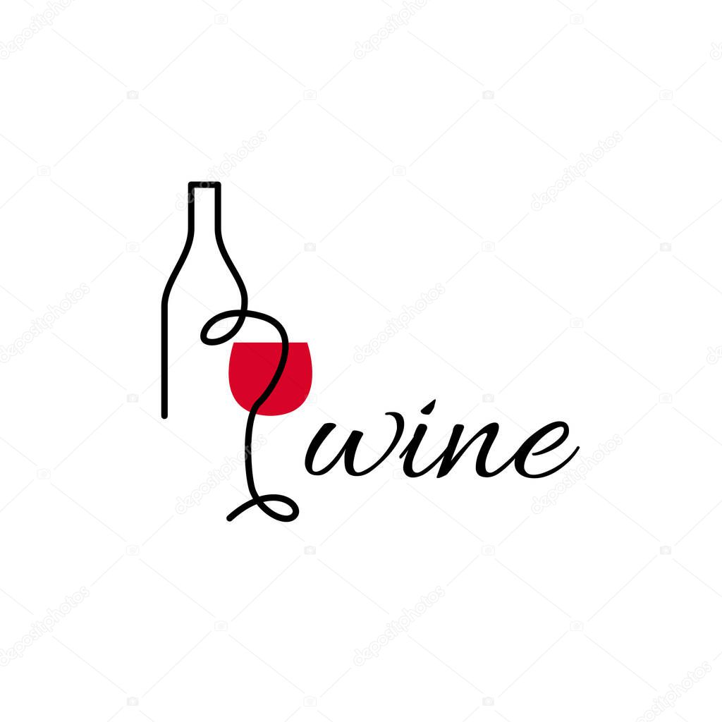 Wine logo. Logo for a liquor store, restaurant or bar. Logo glass and bottle of wine with the inscription 