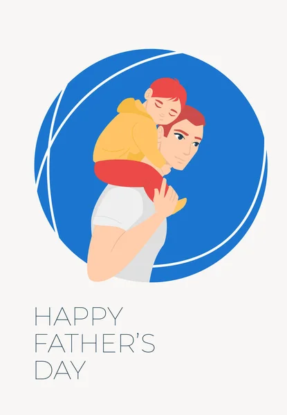 Feliz Día Del Padre Ilustración Dibujos Animados Con Papá Hija — Vector de stock