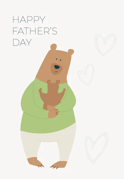 Feliz Dia Pai Desenhos Animados Ilustração Com Pai Urso Filho —  Vetores de Stock