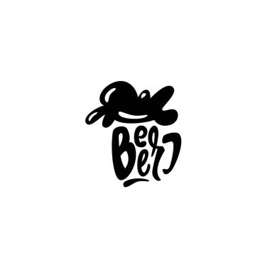 Bira logosu. Bir bira dükkanının logosu, restoran, bar. Beyaz arka planda üzerinde 