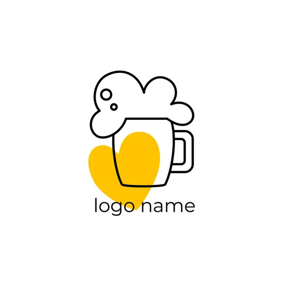 Logo Bière Logo Pour Une Brasserie Restaurant Bar Verre Bière — Image vectorielle