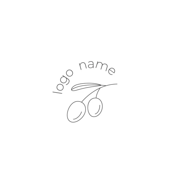 Logo Olives Sur Une Branche Logo Moderne Style Ligne Illustration — Image vectorielle