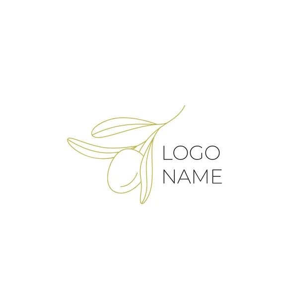 Logo Olives Sur Une Branche Logo Moderne Style Ligne Illustration — Image vectorielle