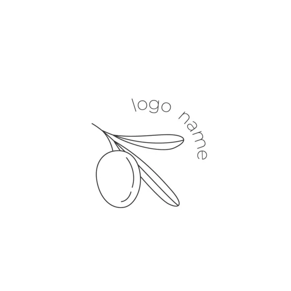 Logo Olives Sur Une Branche Logo Moderne Style Ligne Illustration — Image vectorielle