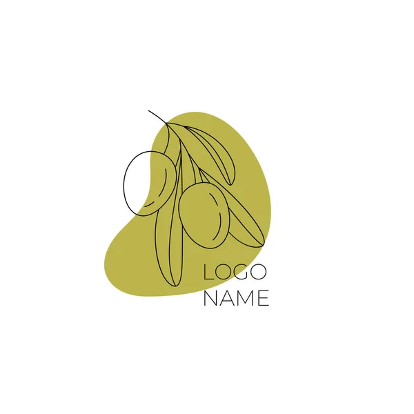 Logo Olives Sur Une Branche Logo Moderne Style Ligne Sur — Image vectorielle