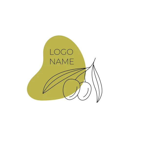 Logo Olives Sur Une Branche Logo Moderne Style Ligne Sur — Image vectorielle