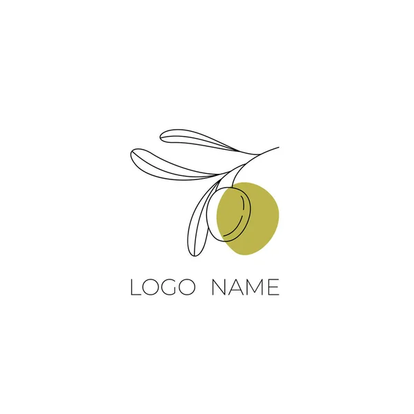 Logo Olives Sur Une Branche Logo Moderne Style Ligne Sur — Image vectorielle