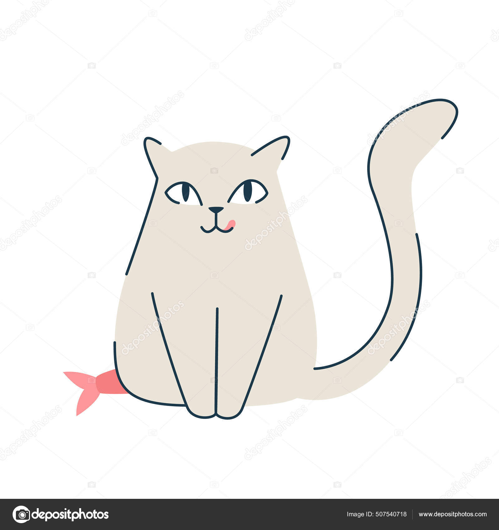 Cute Cartoon Cat Icon Vector Illustration Stock Illustration