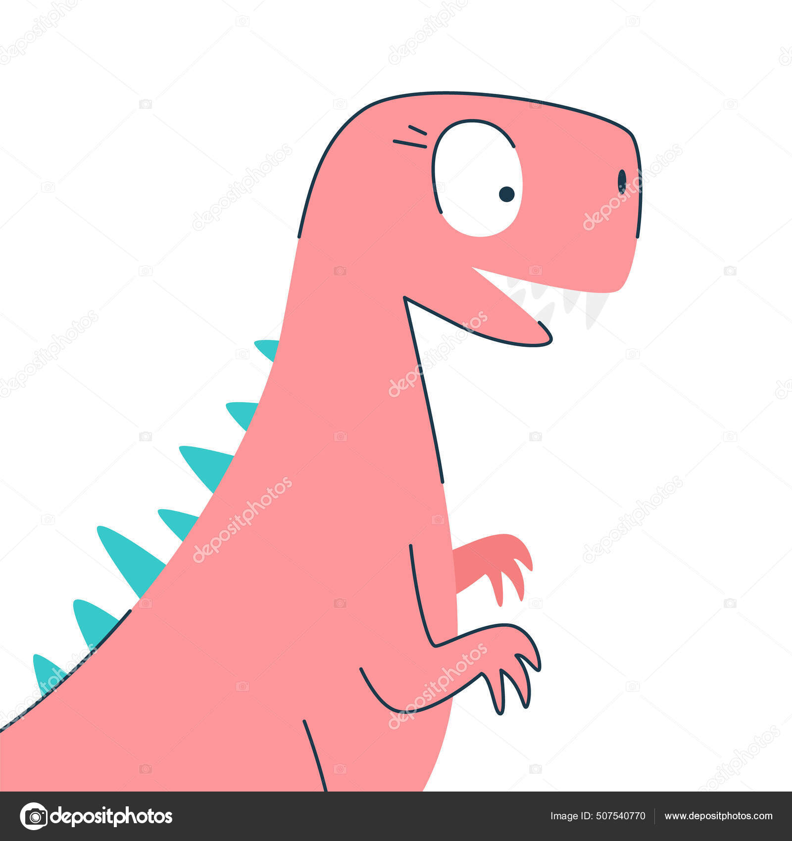 Cute Pink Dinosaur Vector Illustration Stock Illustration