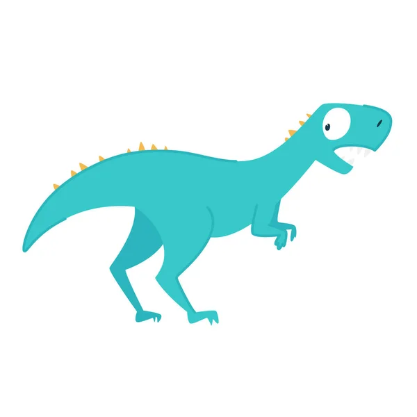 Смішний Мультфільм Милий Блакитний Динозавр Переляканий Динозавр Озирається Назад Смішний — стоковий вектор