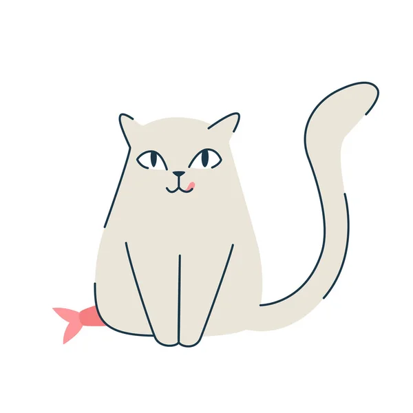 Eine Niedliche Graue Katze Sitzt Illustration Des Cartoon Vektor Symbols — Stockvektor