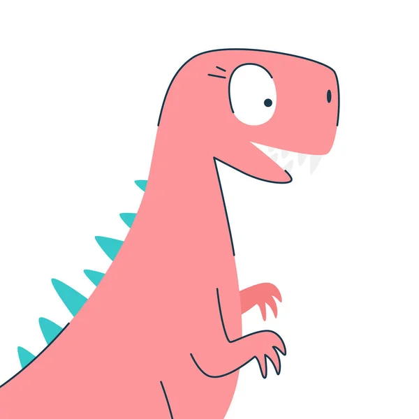 Desenhos Animados Engraçados Bonito Dinossauro Rosa Menina Dinossauro Feliz Bonito — Vetor de Stock