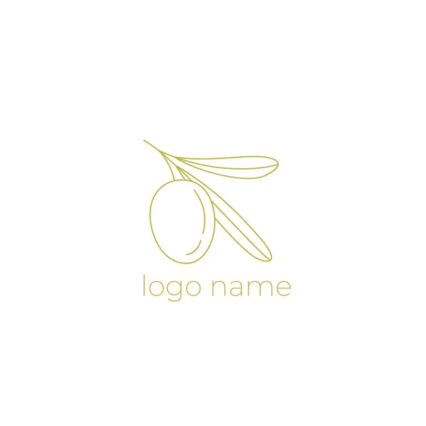 Logo Olives Sur Une Branche Logo Moderne Style Ligne Illustration — Image vectorielle